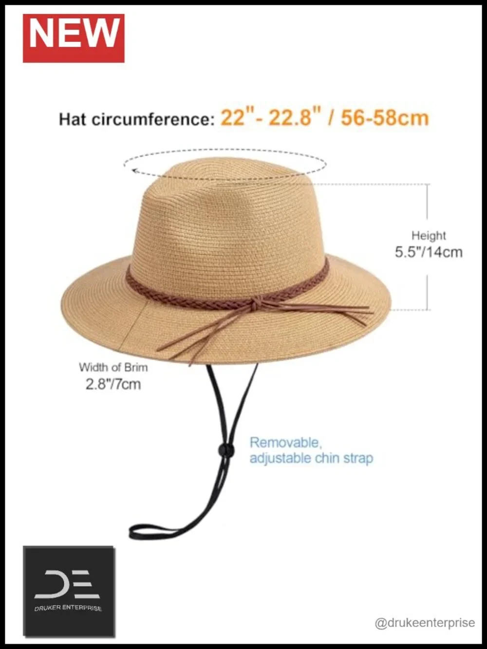 Women's Panama Sun Hat Wide Brim UPF 50+ Paper Straw Roll Up Beach Travel